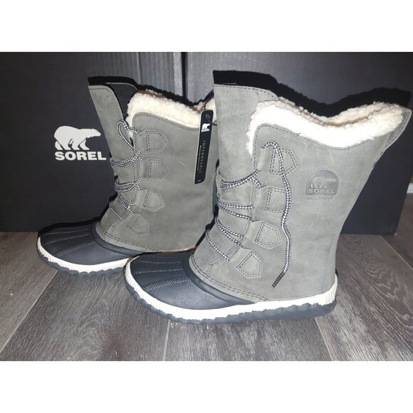 NEW Sorel Quarry Coal Gray Out N About Plus Tall Waterproof Snow Boots Women 5.5 - Picture 1 of 1
